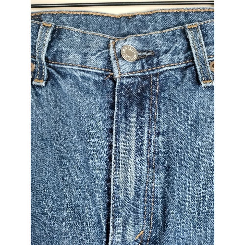 Levis 505 Jean Shorts Mens 34(33) Blue Dark Stonewash WaterLess Regular Fit 10" - Picture 14 of 15
